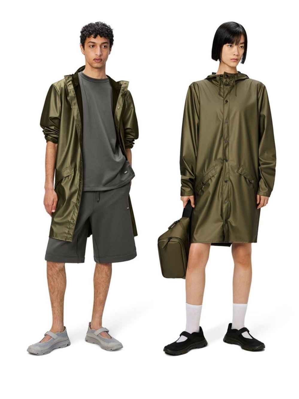 Rains Olive Green Men's Hooded Raincoat